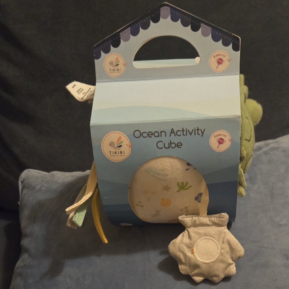 Blue and Green Learning Activity Cube with Castle Design